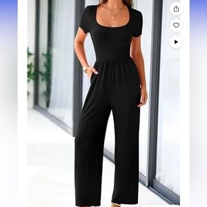PRETTYGARDEN Women's Summer One Piece Square Neck Wide Leg Jumpsuit size S